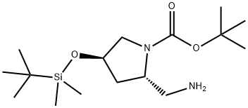 (2S,4R)-叔-丁基 2-(氨基甲基)-4-((叔-丁基二甲基甲硅烷基)氧代)吡咯烷-1-甲酸基酯, 186202-47-1, 结构式