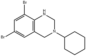 Quinazoline, 6,8-dibromo-3-cyclohexyl-1,2,3,4-tetrahydro- Struktur