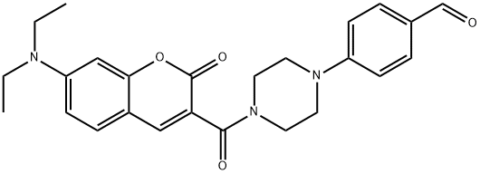 Benzaldehyde, 4-[4-[[7-(diethylamino)-2-oxo-2H-1-benzopyran-3-yl]carbonyl]-1-piperazinyl]-,1872207-23-2,结构式