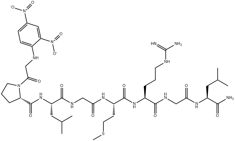 DNP-GLY-PRO-LEU-GLY-MET-ARG-GLY-LEU-NH2;DNP-GPLGMRGL-NH2;MATRIX METALLOPROTEINASE-13 SUBSTRATE;MMP-13 SUBSTRATE, 1872435-02-3, 结构式