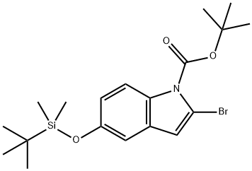 1H-Indole-1-carboxylic acid, 2-bromo-5-[[(1,1-dimethylethyl)dimethylsilyl]oxy]-, 1,1-dimethylethyl ester 结构式