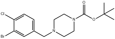 4-(4-BOC-Piperazino)methyl-2-bromo-1-chlorobenzene 结构式