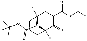 9-Azabicyclo[3.3.1]nonane-3,9-dicarboxylic acid, 2-oxo-, 9-(1,1-dimethylethyl) 3-ethyl ester, (1S,5R)- Structure
