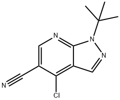 1-tert-butyl-4-chloro-1H-pyrazolo[3,4-b]pyridine-5-carbonitrile 化学構造式