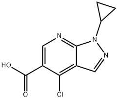 4-chloro-1-cyclopropyl-1H-pyrazolo[3,4-b]pyridine-5-carboxylic acid Struktur