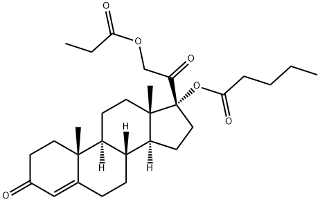 Pregn-4-ene-3,20-dione, 17-[(1-oxopentyl)oxy]-21-(1-oxopropoxy)- Struktur