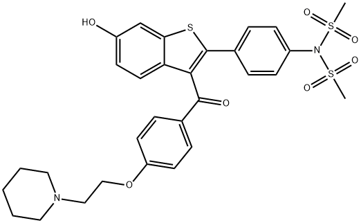 Methanesulfonamide, N-[4-[6-hydroxy-3-[4-[2-(1-piperidinyl)ethoxy]benzoyl]benzo[b]thien-2-yl]phenyl]-N-(methylsulfonyl)- Struktur