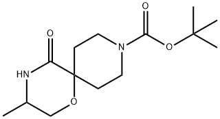 3-甲基-5-氧代-1-氧杂-4,9-二氮杂螺[3-5]十一烷-9-羧酸叔丁酯 结构式