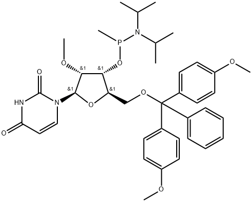 5’-O-DMTr-2’-OMeU-methyl phosphonamidite Structure