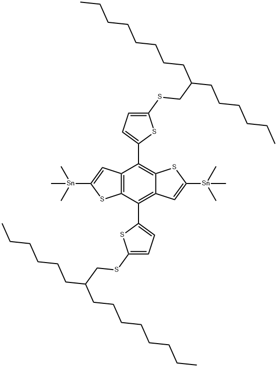 (4,8-bis(5-((2-hexyldecyl)thio)thiophen-2-yl)benzo[1,2-b:4,5-b']dithiophene-2,6-diyl)bis(trimethylstannane) Structure