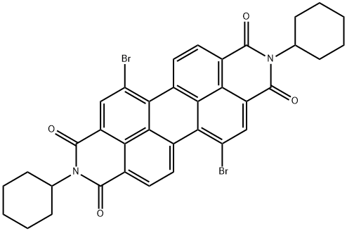 1,7-dibromo-N,N'-dicyclohexyl-perylene-3,4,9,10-tetracarboxylic acid diimide,191997-95-2,结构式