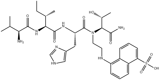 H-Val-Ile-His-Thr-EDANS acetate salt Struktur