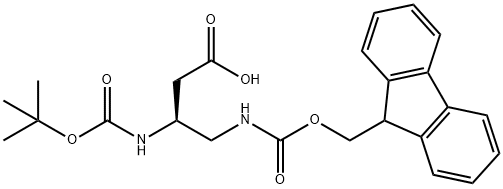 (S)-4-((((9H-芴-9-基)甲氧基)羰基)氨基)-3-((叔丁氧基羰基)氨基)丁酸 结构式