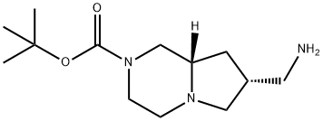 Pyrrolo[1,2-a]pyrazine-2(1H)-carboxylic acid, 7-(aminomethyl)hexahydro-, 1,1-dimethylethyl ester, (7R,8aS)- Structure