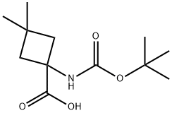Cyclobutanecarboxylic acid, 1-[[(1,1-dimethylethoxy)carbonyl]amino]-3,3-dimethyl- Struktur