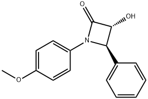 1-(4-メトキシフェニル)-3α-ヒドロキシ-4β-フェニルアゼチジン-2-オン 化学構造式