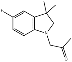 2-Propanone, 1-(5-fluoro-2,3-dihydro-3,3-dimethyl-1H-indol-1-yl)- 结构式