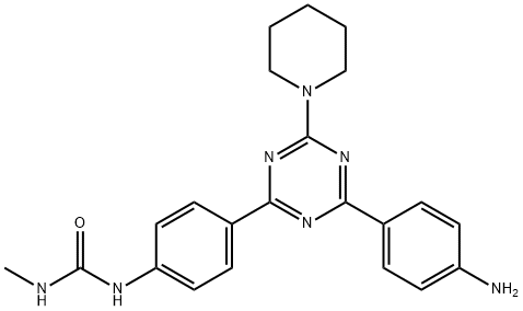 Urea, N-[4-[4-(4-aminophenyl)-6-(1-piperidinyl)-1,3,5-triazin-2-yl]phenyl]-N'-methyl- Structure