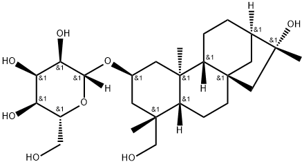 2-O-BETA-D-吡喃阿洛糖甙-2,16,19-贝壳杉烯三醇, 195723-38-7, 结构式