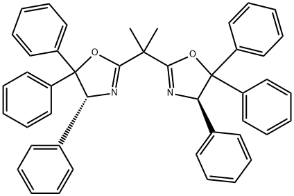 (4R,4'R)-2,2'-(丙烷-2,2-二基)双(4,5,5-三苯基-4,5-二氢恶唑) 结构式