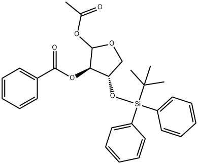 1-OAcetyl-2-O-benzoyl-3-O-tert-butyldiphenylsilyl-L-threofuranose Structure