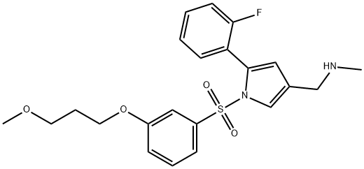 1H-Pyrrole-3-methanamine, 5-(2-fluorophenyl)-1-[[3-(3-methoxypropoxy)phenyl]sulfonyl]-N-methyl- Struktur