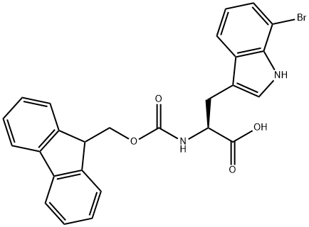 (9H-Fluoren-9-yl)MethOxy]Carbonyl L-Trp(7-Br)-OH 结构式