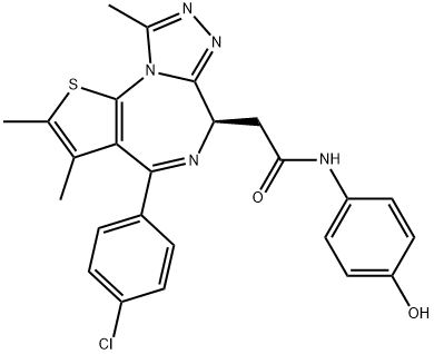2-((6R)-4-(4-氯苯基)-2,3,9-三甲基-6H-噻吩并[3,2-F][1,2,4]三唑并[4,3-A][1,4]二氮杂-6-基)-N-(4-羟基苯基)乙酰胺, 1983196-25-3, 结构式