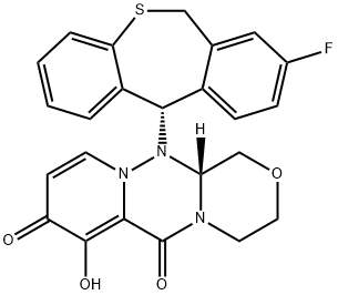 1H-[1,4]Oxazino[3,4-c]pyrido[2,1-f][1,2,4]triazine-6,8-dione, 12-[(11S)-8-fluoro-6,11-dihydrodibenzo[b,e]thiepin-11-yl]-3,4,12,12a-tetrahydro-7-hydroxy-, (12aR)- Struktur