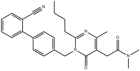 5-Pyrimidineacetamide, 2-butyl-1-[(2'-cyano[1,1'-biphenyl]-4-yl)methyl]-1,6-dihydro-N,N,4-trimethyl-6-oxo- 化学構造式