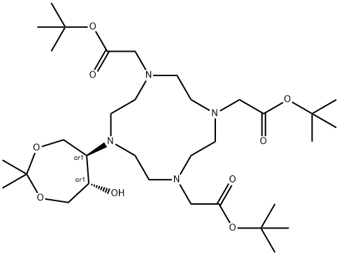 Rel-1,4,7-Tris(1,1-dimethylethyl) Ester 10-[(5R,6S)-6-Hydroxy-2,2-dimethyl-1,3-dioxepan-5-yl]-1,4,7,10-tetraazacyclododecane-1,4,7-triacetic Acid Structure