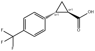 RAC-(1R,2R)-2-[4-(TRIFLUOROMETHYL)PHENYL]CYCLOPROPANE-1-CARBOXYLIC ACID, TRANS, 201164-18-3, 结构式