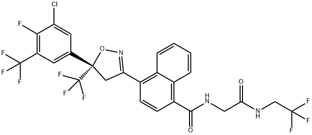 1-Naphthalenecarboxamide, 4-[(5S)-5-[3-chloro-4-fluoro-5-(trifluoromethyl)phenyl]-4,5-dihydro-5-(trifluoromethyl)-3-isoxazolyl]-N-[2-oxo-2-[(2,2,2-trifluoroethyl)amino]ethyl]-|米伏拉纳