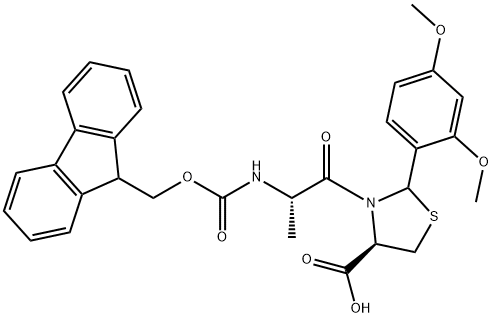 FMOC-ALA-CYS(PSI(DMP,H)PRO)-OH, 2022956-37-0, 结构式