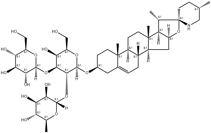 [(22S,25S)-スピロソラ-5-エン-3β-イル]2-O-(6-デオキシ-α-L-マンノピラノシル)-3-O-(β-D-グルコピラノシル)-β-D-ガラクトピラノシド 化学構造式