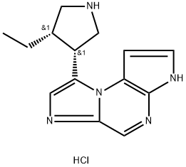 3H-Imidazo[1,2-a]pyrrolo[2,3-e]pyrazine, 8-[(3R,4S)-4-ethyl-3-pyrrolidinyl]-, hydrochloride (1:2) Structure