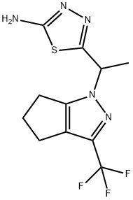 5-{1-[3-(trifluoromethyl)-5,6-dihydrocyclopenta[c]pyrazol-1(4H)-yl]ethyl}-1,3,4-thiadiazol-2-amine Structure