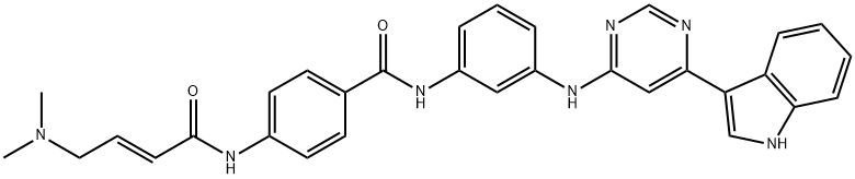 Benzamide, 4-[[(2E)-4-(dimethylamino)-1-oxo-2-buten-1-yl]amino]-N-[3-[[6-(1H-indol-3-yl)-4-pyrimidinyl]amino]phenyl]- 结构式