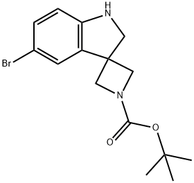 Spiro[azetidine-3,3'-[3H]indole]-1-carboxylic acid, 5'-bromo-1',2'-dihydro-, 1,1-dimethylethyl ester Struktur