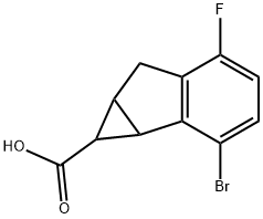 Cycloprop[a]indene-1-carboxylic acid, 2-bromo-5-fluoro-1,1a,6,6a-tetrahydro- Struktur