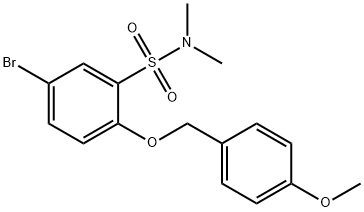 Benzenesulfonamide, 5-bromo-2-[(4-methoxyphenyl)methoxy]-N,N-dimethyl- Struktur