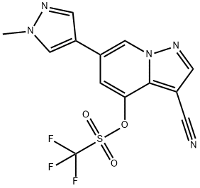 3-氰基-6-(1-甲基-1H-吡唑-4-基)吡唑并[1,5-A]吡啶-4-基三氟甲磺酸盐 结构式