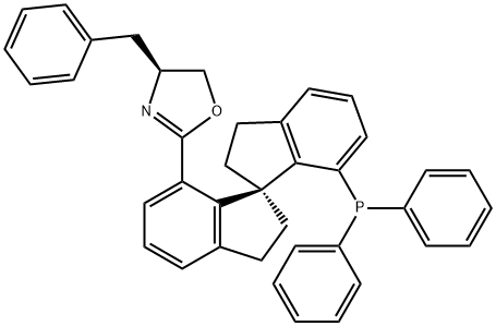 (4S)-2-[(1R)-7'-(二苯基膦)-2,2',3,3'-四氢-1,1'-螺二[1H-茚]-7-基]-4,5-二氢-4-苄基恶唑 结构式