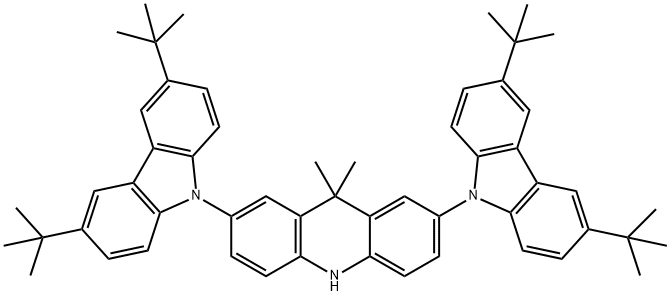 Acridine, 2,7-bis[3,6-bis(1,1-dimethylethyl)-9H-carbazol-9-yl]-9,10-dihydro-9,9-dimethyl- 结构式