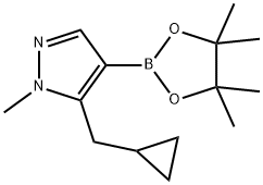 5-(环丙基甲基)-1-甲基-4-(4,4,5,5-四甲基-1,3,2-二噁硼戊环-2-基)-1H-吡唑, 2079069-46-6, 结构式
