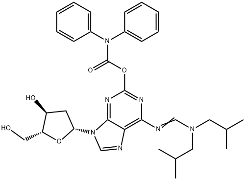 N6 -(Diisobutylaminomethylidene)-O2 -(diphenylcarbamoyl)-2'- deoxyisoguanosine 结构式