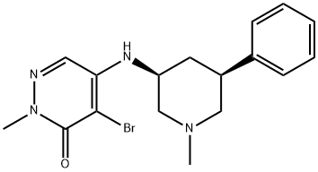 2-メチル-5-[(1-メチル-3α-フェニルピペリジン-5α-イル)アミノ]-4-ブロモピリダジン-3(2H)-オン 化学構造式