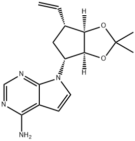 7H-Pyrrolo[2,3-d]pyrimidin-4-amine, 7-[(3aS,4R,6R,6aR)-6-ethenyltetrahydro-2,2-dimethyl-4H-cyclopenta-1,3-dioxol-4-yl]- Structure