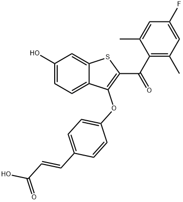 2-Propenoic acid, 3-[4-[[2-(4-fluoro-2,6-dimethylbenzoyl)-6-hydroxybenzo[b]thien-3-yl]oxy]phenyl]-, (2E)- Structure