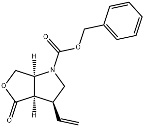 1H-Furo[3,4-b]pyrrole-1-carboxylic acid, 3-ethenylhexahydro-4-oxo-, phenylmethyl ester, (3S,3aR,6aS)- Struktur